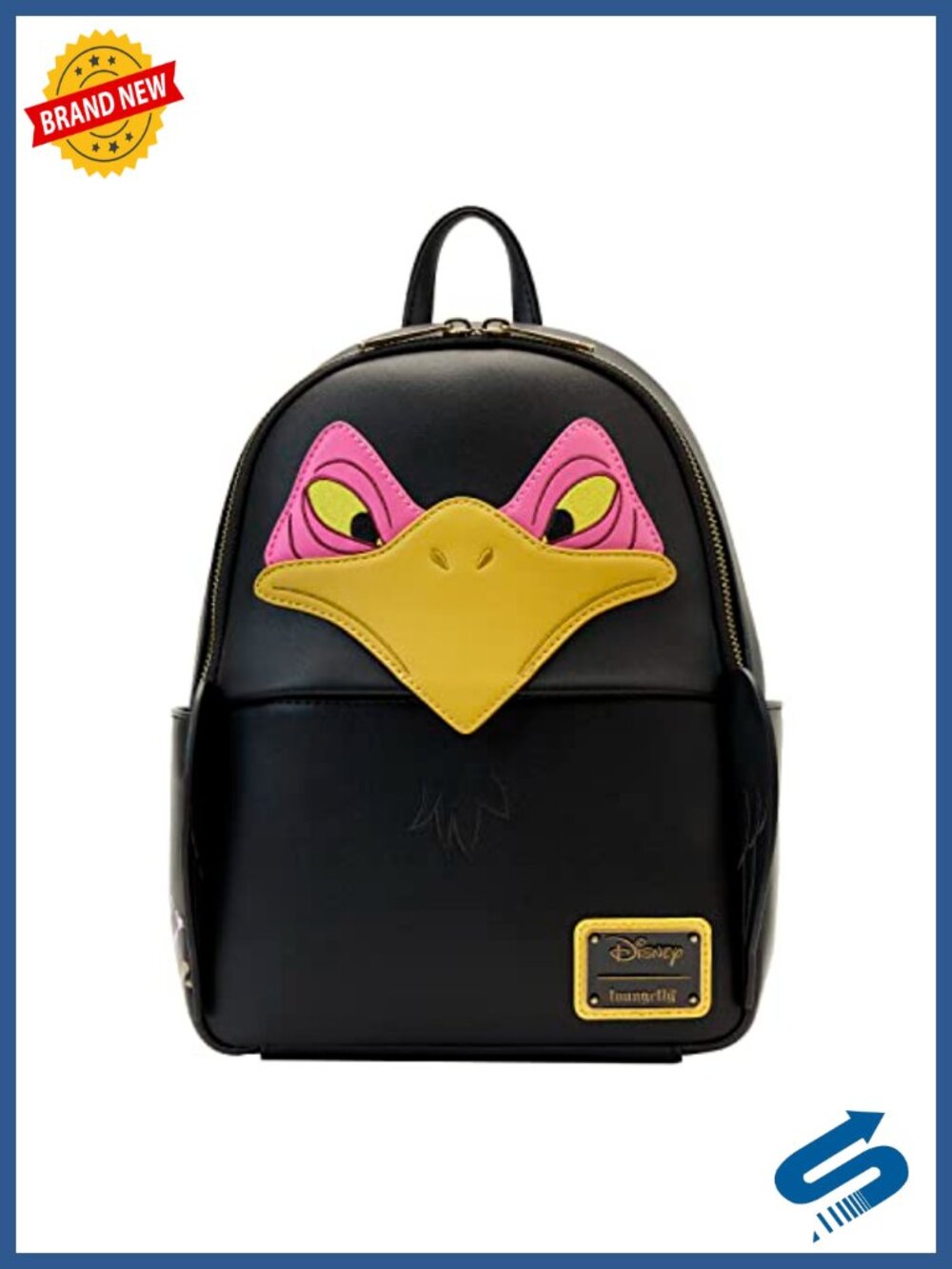 Faux Leather Shoulder Bag with Applique Diablo Design